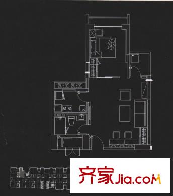 纵横国际公寓温馨小筑户型 1室1厅1卫1厨