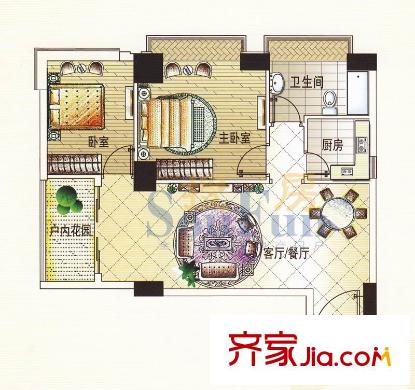 御江苑标准层02/03单元 2室2厅1卫1厨