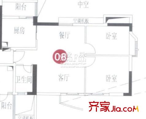 富基广场2房2厅户型图 2室2厅1卫1厨