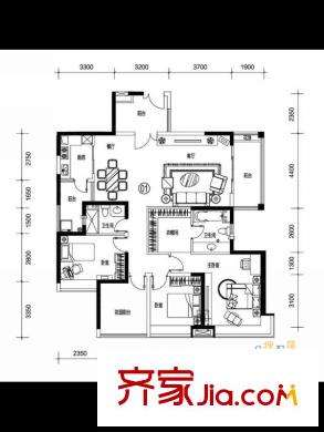 诺德名都金山湖1号-2座2梯01户 3室2厅2卫1厨