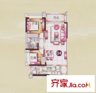 敏捷莱茵花园2座04单位 2室2厅1卫1厨
