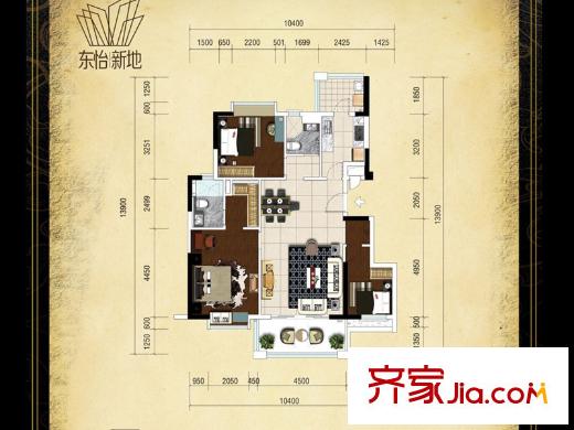 东怡新地1座2座02单位 3室2厅2卫1厨