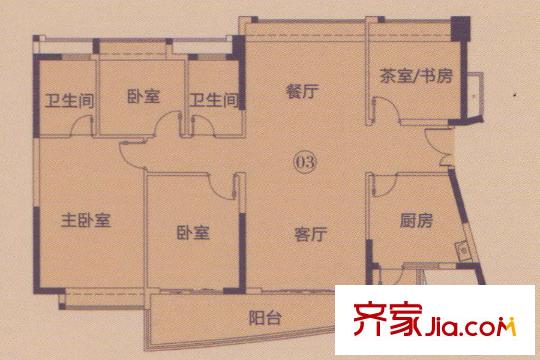 庄士映蝶蓝湾Q、R栋03单元 4室2厅2卫1厨