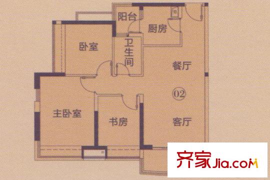 庄士映蝶蓝湾Q、R栋02单元 2室2厅1卫1厨