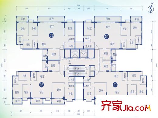 合和新城四期银松5街4号平面图 2室2厅1卫