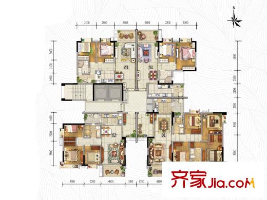 宝翠园M3栋住宅标准层平面图