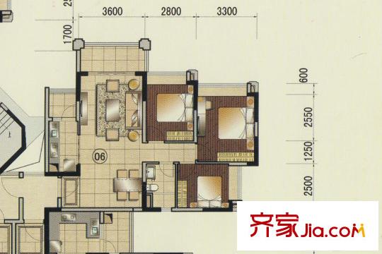合景誉山国际88栋06单元 3室2厅1卫1厨