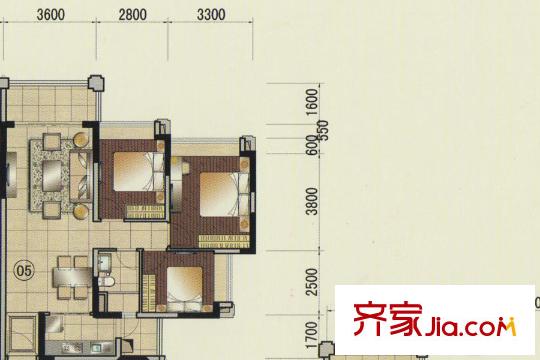 合景誉山国际88栋05单元 3室2厅1卫1厨
