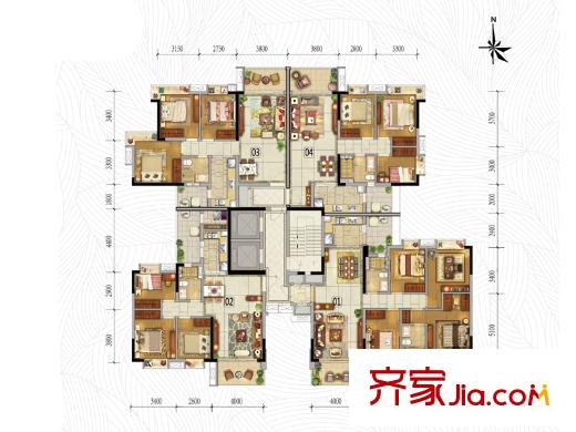 宝翠园M1栋住宅标准层平面图
