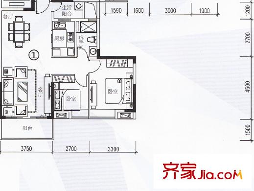 尚上名筑B1、B3栋01户型 3室2厅2卫1厨