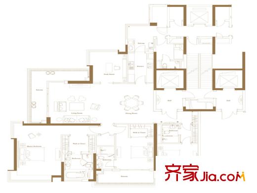 保利天悦11栋02户型 5室2厅4卫1厨