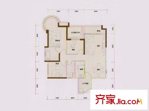 广园东东方名都二期13座03/04单元 3室2厅1卫1厨