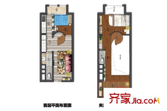 萝岗奥园广场H4栋B户型三房loft公寓 3室2厅2卫1厨
