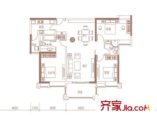 广州亚运城5座02单元142平3房2厅2卫 3室2厅2卫1厨