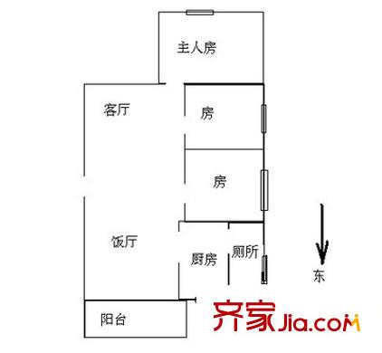 碧桂园假日半岛户型图3室2厅户型图 3室2厅1卫1厨