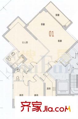 凯旋新世界T28栋4-8层1单 3室2厅2卫1厨