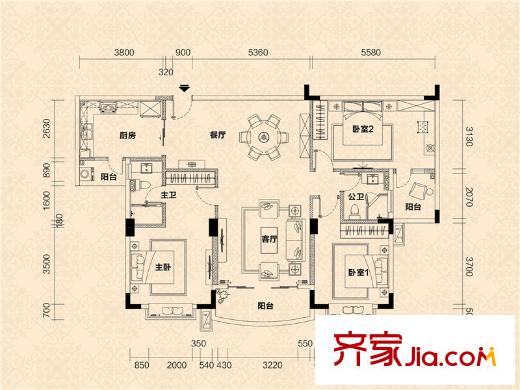 流溪半岛C1栋01单元 3室2厅2卫1厨