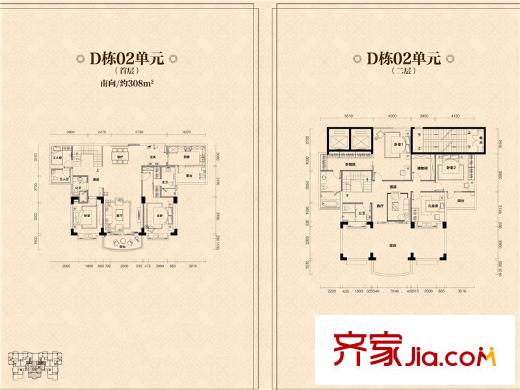 流溪半岛D栋复式02单元 6室3厅5卫1厨