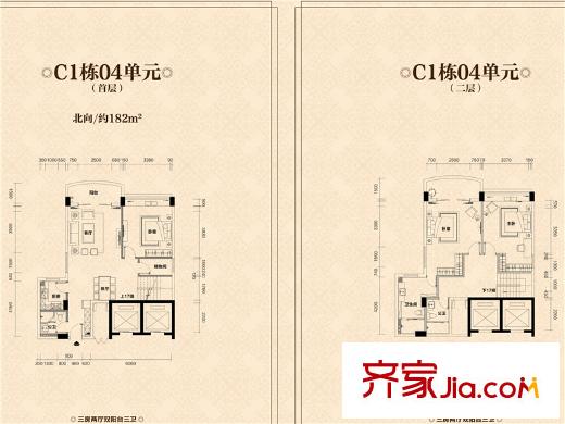 流溪半岛C1栋复式04单元 3室2厅3卫1厨