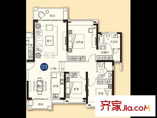 锦绣半岛21座03单元 3室2厅2卫1厨