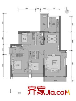 天荟公馆A栋01/02单元 3室2厅2卫1厨