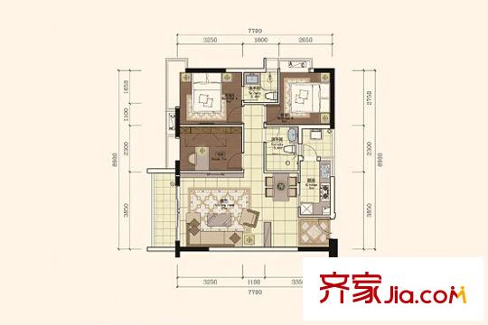 正太广场C栋4/5户型 3室2厅2卫1厨