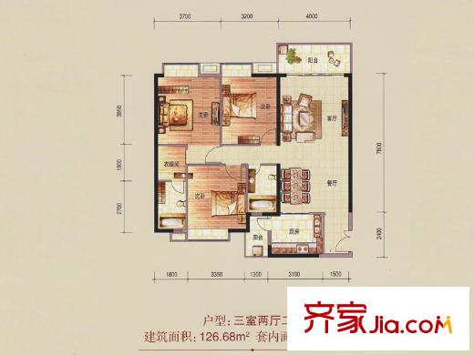 金沙御苑5栋03户型 3室2厅2卫1厨