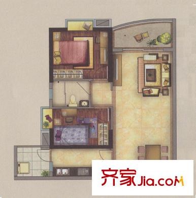 新一城广场G07户型图 2室2厅1卫1厨
