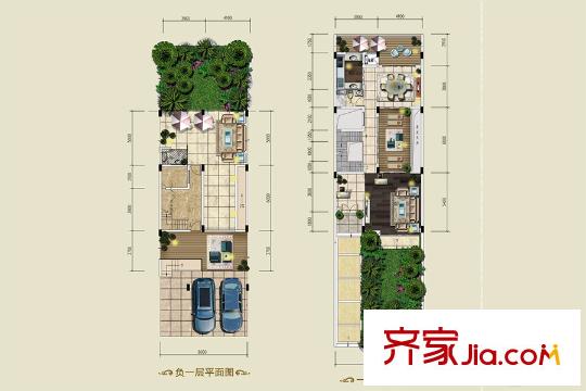 莲花山碧桂园N113户型负一层和一层 4室3厅4卫1厨