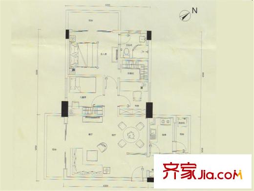 凤乐雅轩A栋03户型 3室2厅2卫1厨