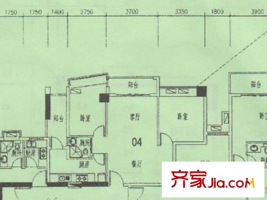 农林华府B栋04户型 2室2厅1卫1厨