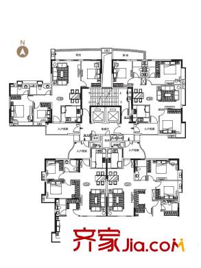 翠屏・瀚宇贵都二期C栋户型平面图