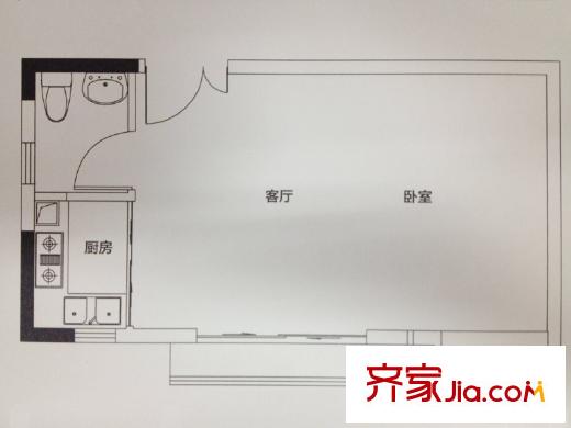 汇丽国际B栋03/08户型 1室1厅1卫1厨
