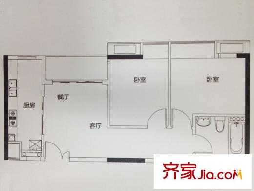汇丽国际B栋04/07户型 2室2厅1卫1厨