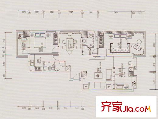精彩生活大厦01单元户型 3室2厅2卫1厨