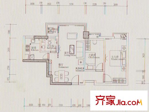 精彩生活大厦06单元户型 2室1厅1卫1厨