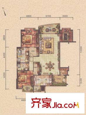 白云堡豪苑尚云名邸C栋01单元 3室2厅2卫1厨