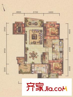 白云堡豪苑尚云名邸A栋02单元 3室2厅2卫1厨