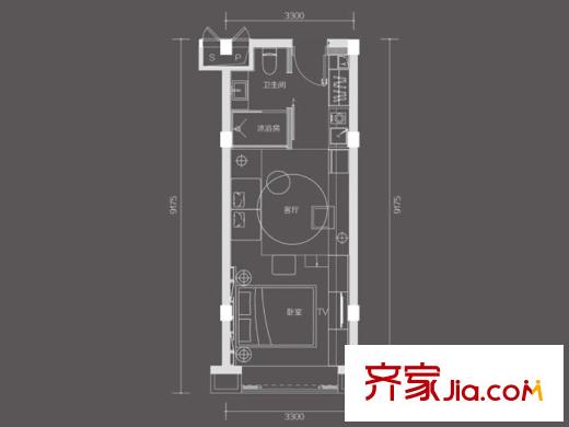 广州云山国际B栋02单元 1室1厅1卫1厨
