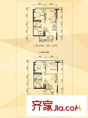 萝岗敏捷广场D1/D2栋酒店式公寓A户型 4室2厅2卫1厨