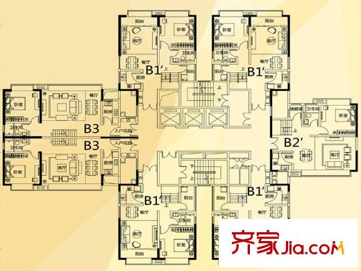 萝岗敏捷广场C2栋居住型公寓底层平面图