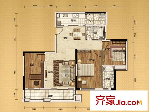 荣御府G3栋01单元 3室2厅2卫1厨