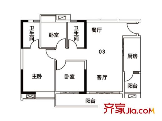 越秀星汇金沙123栋03单元 3室2厅2卫1厨