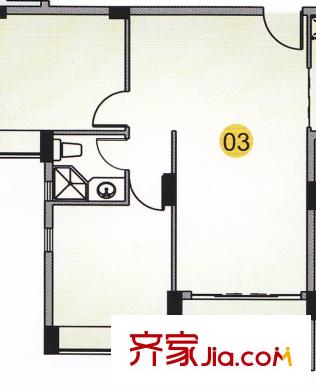 观山苑三期二期A4栋03单元户型图 2室2厅1卫1厨