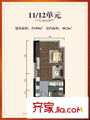 合生广场B栋11/12单元 1室1厅1卫1厨