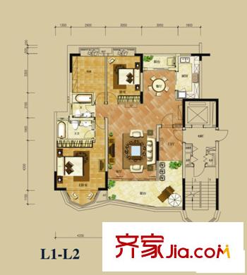 合生华南新城・江山颐景4-5栋01、02单位 3室2厅2卫1厨