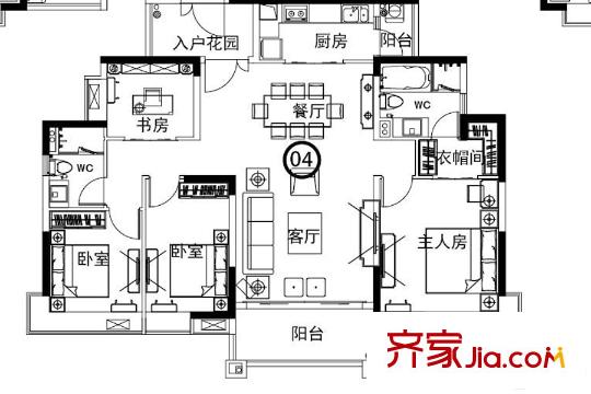 翡翠绿洲91栋04栋 4室2厅2卫1厨