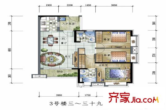 保利学府里3号楼三~三十九层1户型
