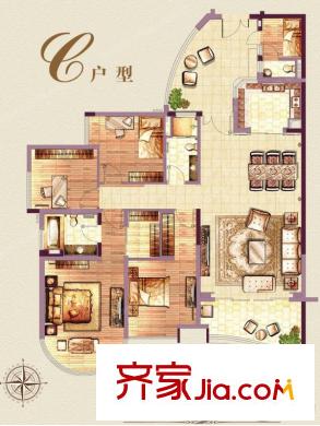 珠江帝景・紫龙府c户型 5室2厅2卫1厨