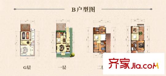 中信香樟墅B户型联排面积约410-420平方米 5室2厅4卫2厨